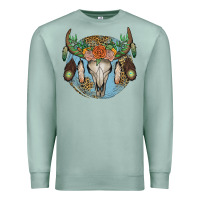 Seafoam floral feather bull skull Premium Sweatshirt - JahusDesignShop