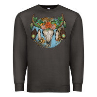 Smoke floral feather bull skull Premium Sweatshirt - JahusDesignShop
