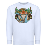White floral feather bull skull Premium Sweatshirt - JahusDesignShop