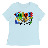 Baby Blue Color outside the lines Ladies Tee - FaDigitalArtStudio