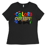 Black Color outside the lines Ladies Tee - FaDigitalArtStudio
