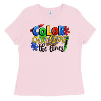 Bubblegum Pink Color outside the lines Ladies Tee - FaDigitalArtStudio