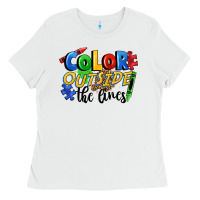 White Color outside the lines Ladies Tee - FaDigitalArtStudio