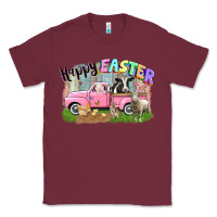 Burgundy Happy Easter truck with farm animals Easter Day Classic Tee - CowGirlArtShop
