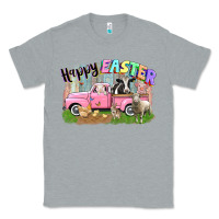 Heather Grey Happy Easter truck with farm animals Easter Day Classic Tee - CowGirlArtShop