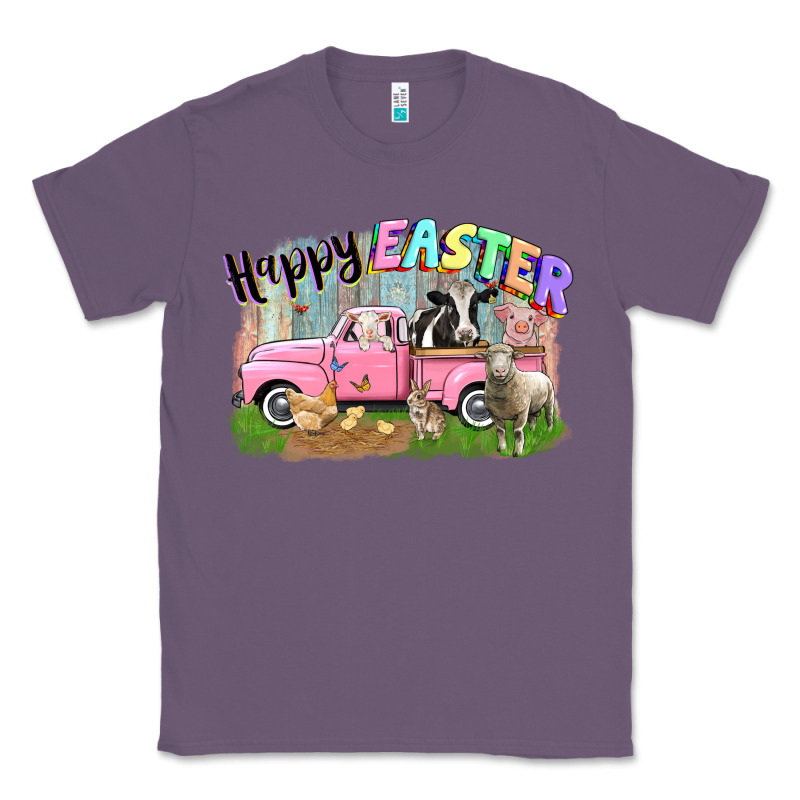 Happy Easter Truck With Farm Animals Easter Day Classic Tee by CowGirlArtShop | Teevron