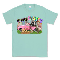 Seafoam Happy Easter truck with farm animals Easter Day Classic Tee - CowGirlArtShop