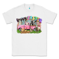 White Happy Easter truck with farm animals Easter Day Classic Tee - CowGirlArtShop