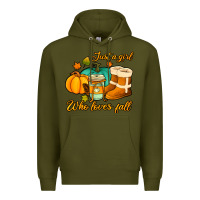 Army Green just a girl who loves fall Premium Hoodie - Jasminsmagicworld