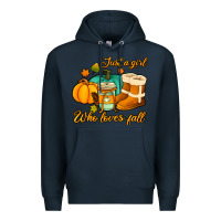 Navy just a girl who loves fall Premium Hoodie - Jasminsmagicworld
