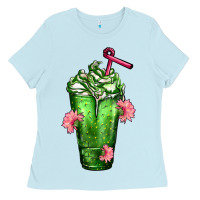 Baby Blue Western Cactus Cold Frappe Ladies Tee - FaDigitalArtStudio