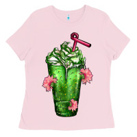 Bubblegum Pink Western Cactus Cold Frappe Ladies Tee - FaDigitalArtStudio
