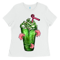 White Western Cactus Cold Frappe Ladies Tee - FaDigitalArtStudio