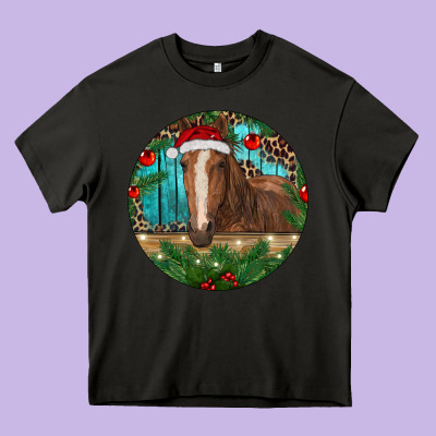 Brown Horse Christmas Heavy Core Tee Designed By Ranaportraitstore