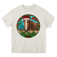 Cream Brown Horse Christmas Heavy Core Tee - RanaPortraitStore