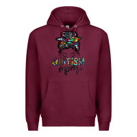 Burgundy autism mom Premium Hoodie - CowhideDigitalArt