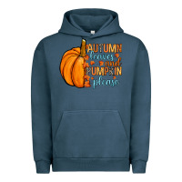 Pigment Midnight Navy Autumn leaves and pumpkin please Urban Hoodie - RanaPortraitStore