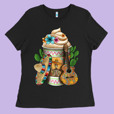 Mexican Hot Coffee Cup Ladies Tee Designed By Fadigitalartstudio