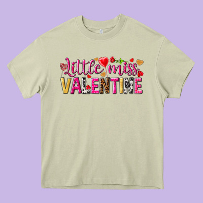 Little Miss Valentine Heavy Core Tee Designed By Howdyjamesfarm