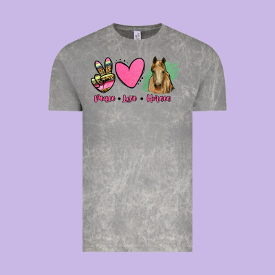 Peace Love Horses Vintage Tee Designed By Ranaportraitstore