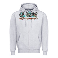 Heather Grey classy with a savage side Zipper Hoodie - JahusDesignShop