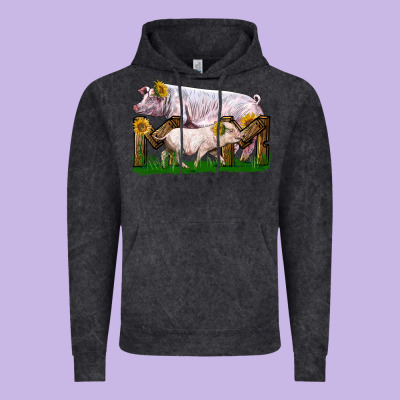 Mom With White Chester Pig And Baby Pig Vintage Hoodie Designed By Lillyallendesigns