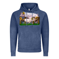 Vintage Denim Mom With White Chester Pig And Baby Pig Vintage Hoodie - LillyAllenDesigns