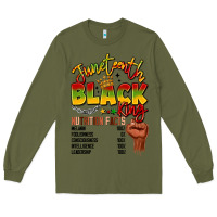 Army Green juneteenth black king Long Sleeve Tee - LillyAllenDesigns