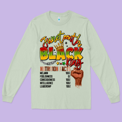 Juneteenth Black King Long Sleeve Tee Designed By Lillyallendesigns
