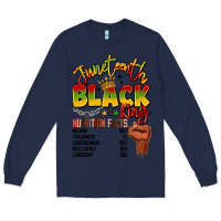 Navy juneteenth black king Long Sleeve Tee - LillyAllenDesigns