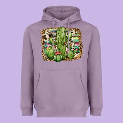Serape Cowhide Cactus Heavyweight Hoodie Designed By Jahusdesignshop