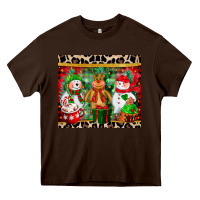 Chocolate Brown christmas snowman polar bear reindeer Heavy Core Tee - CowGirlArtShop