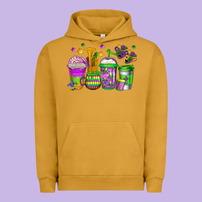 Mardi Gras Coffee Cups Urban Hoodie Designed By Jasminsmagicworld