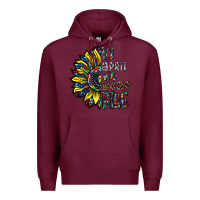 Burgundy autism sunflower Premium Hoodie - CowhideDigitalArt