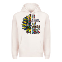 Pale Pink autism sunflower Premium Hoodie - CowhideDigitalArt