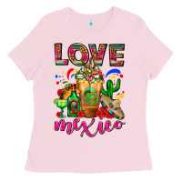 Bubblegum Pink Love Mexico Cold Drink Frappe Ladies Tee - FaDigitalArtStudio