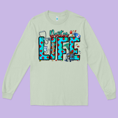 Doctor Life Long Sleeve Tee Designed By Cowhidedigitalart