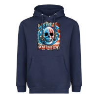 Navy made in america skull Heavyweight Hoodie - JahusDesignShop