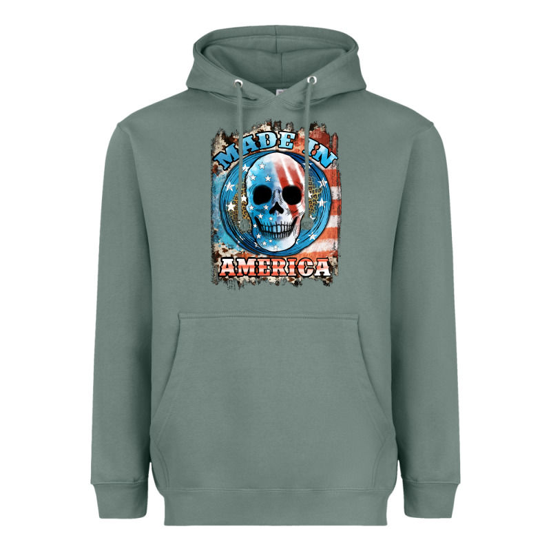 Made In America Skull Heavyweight Hoodie by JahusDesignShop | Teevron