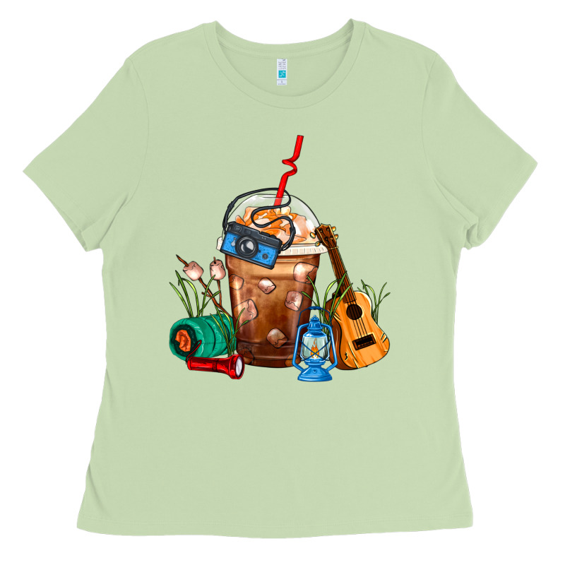 Camping Frappe Coffee Ladies Tee by FaDigitalArtStudio | Teevron