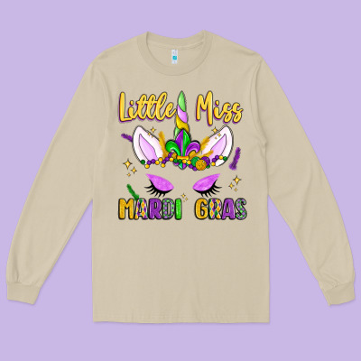 Little Miss Mardi Gras Long Sleeve Tee Designed By Lillyallendesigns