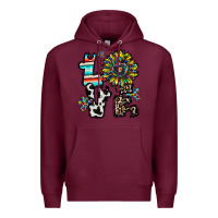 Burgundy love autism Premium Hoodie - CowhideDigitalArt