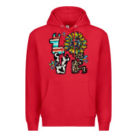 Red love autism Premium Hoodie - CowhideDigitalArt
