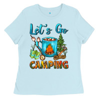Baby Blue Let's Go Camping Coffee Mug Ladies Tee - FaDigitalArtStudio