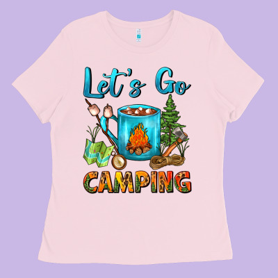 Let's Go Camping Coffee Mug Ladies Tee Designed By Fadigitalartstudio