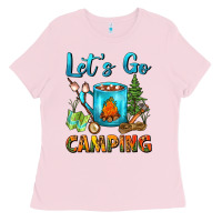 Bubblegum Pink Let's Go Camping Coffee Mug Ladies Tee - FaDigitalArtStudio