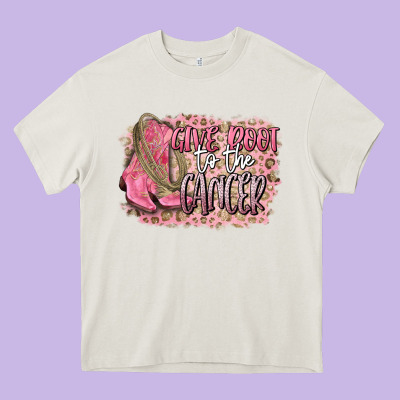 Give Boot To The Cancer Heavy Core Tee Designed By Cowgirlartshop