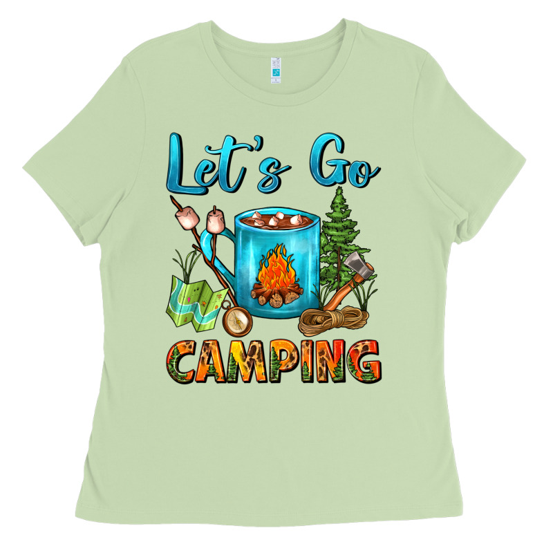 Let's Go Camping Coffee Mug Ladies Tee by FaDigitalArtStudio | Teevron