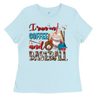 Baby Blue I Run On Coffee And Baseball Frappe Ladies Tee - FaDigitalArtStudio