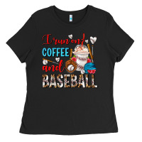 Black I Run On Coffee And Baseball Frappe Ladies Tee - FaDigitalArtStudio